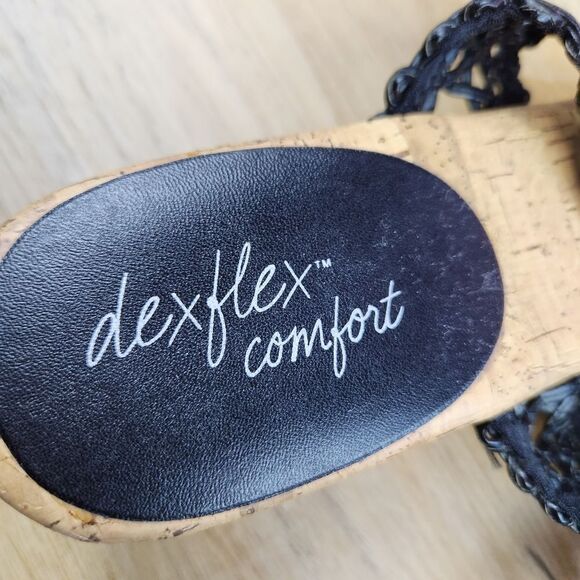 💜DexFlex Comfort Black Wedge Sandals Size 9.5 - Picture 12 of 15
